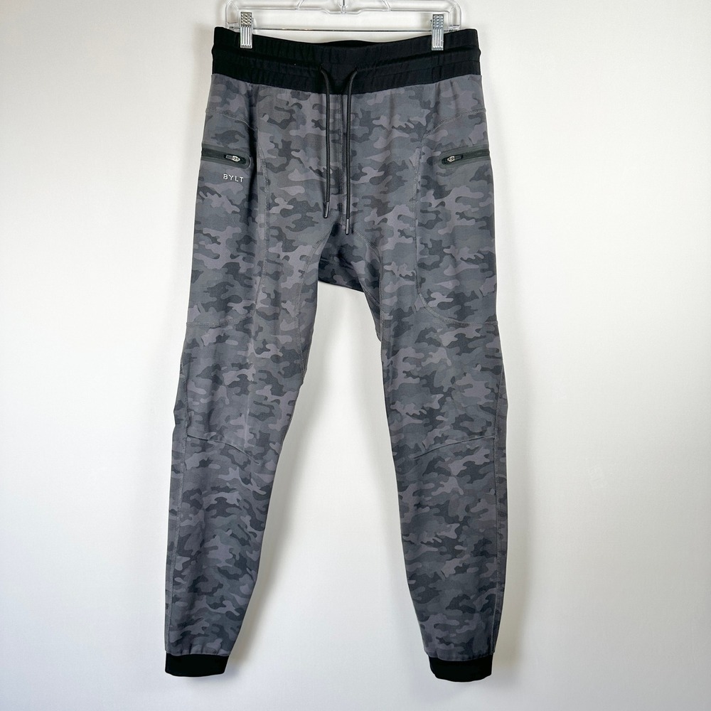 BYLT Elite Jogger Pants Men L Gray Camo‎ Streetwear Athletic Utility Workout Gym